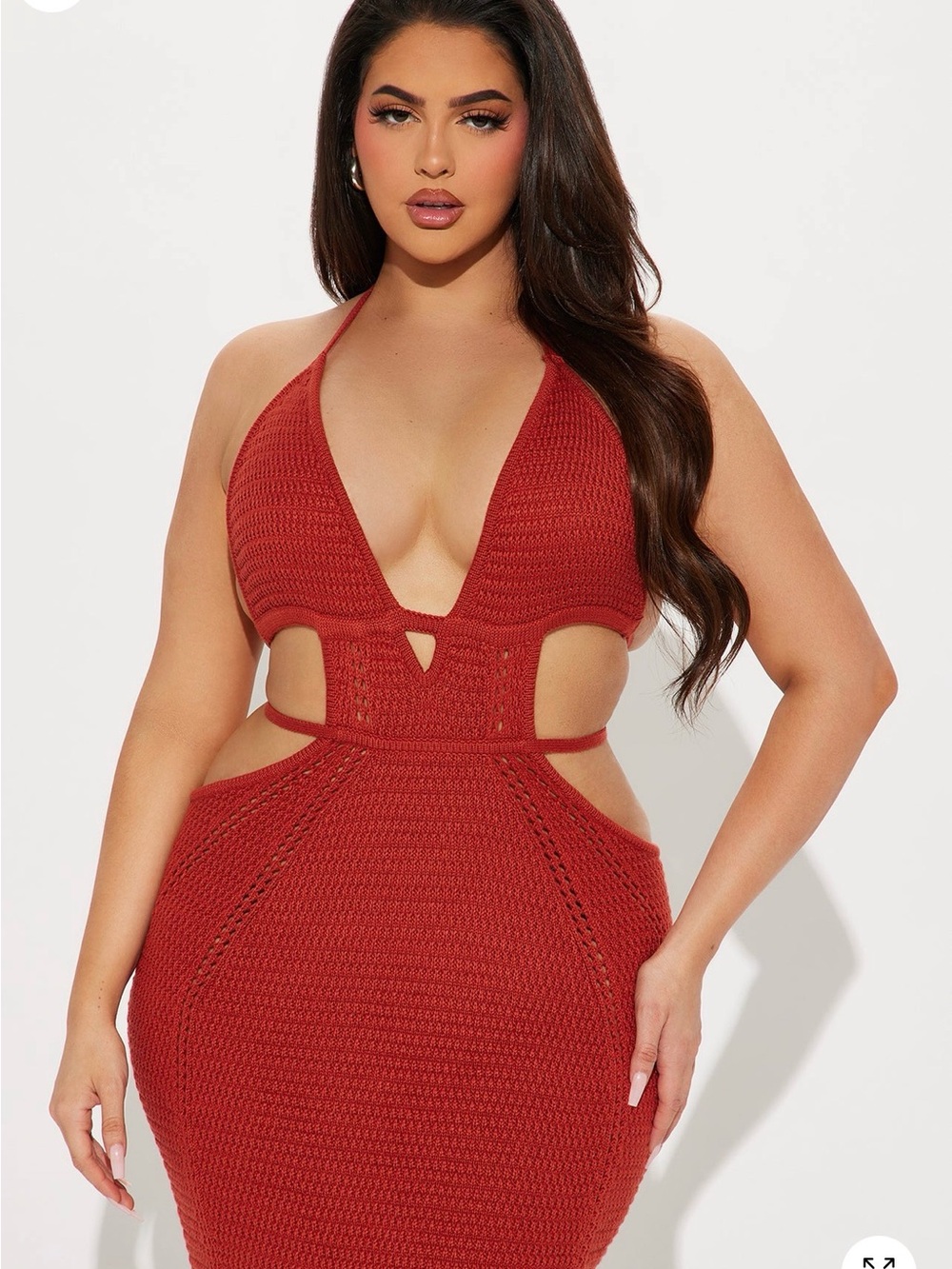 Cutout Halter Maxi Dress in Brick Red NWOT - Picture 2 of 2